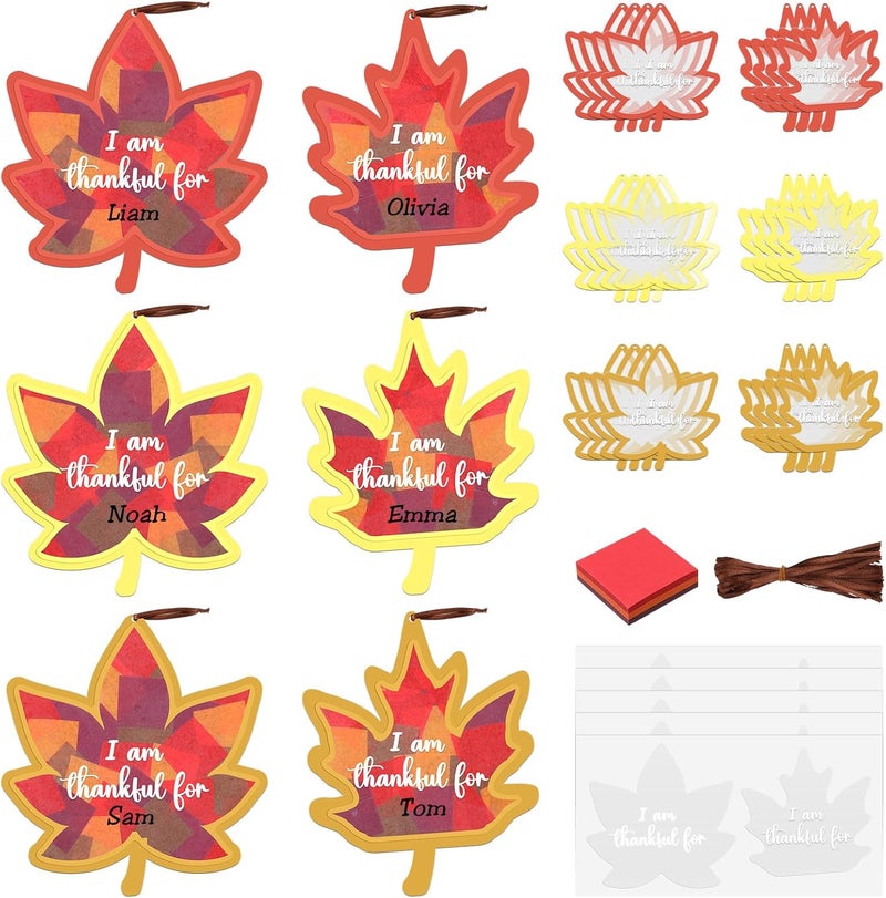 Chiisong 24 Sets Fall Maple Crafts Kit DIY Tissue Paper Sign Crafts for Back to School Fall Harvest Thanksgiving Religious Christian Party Fun Home Actives - Image 1